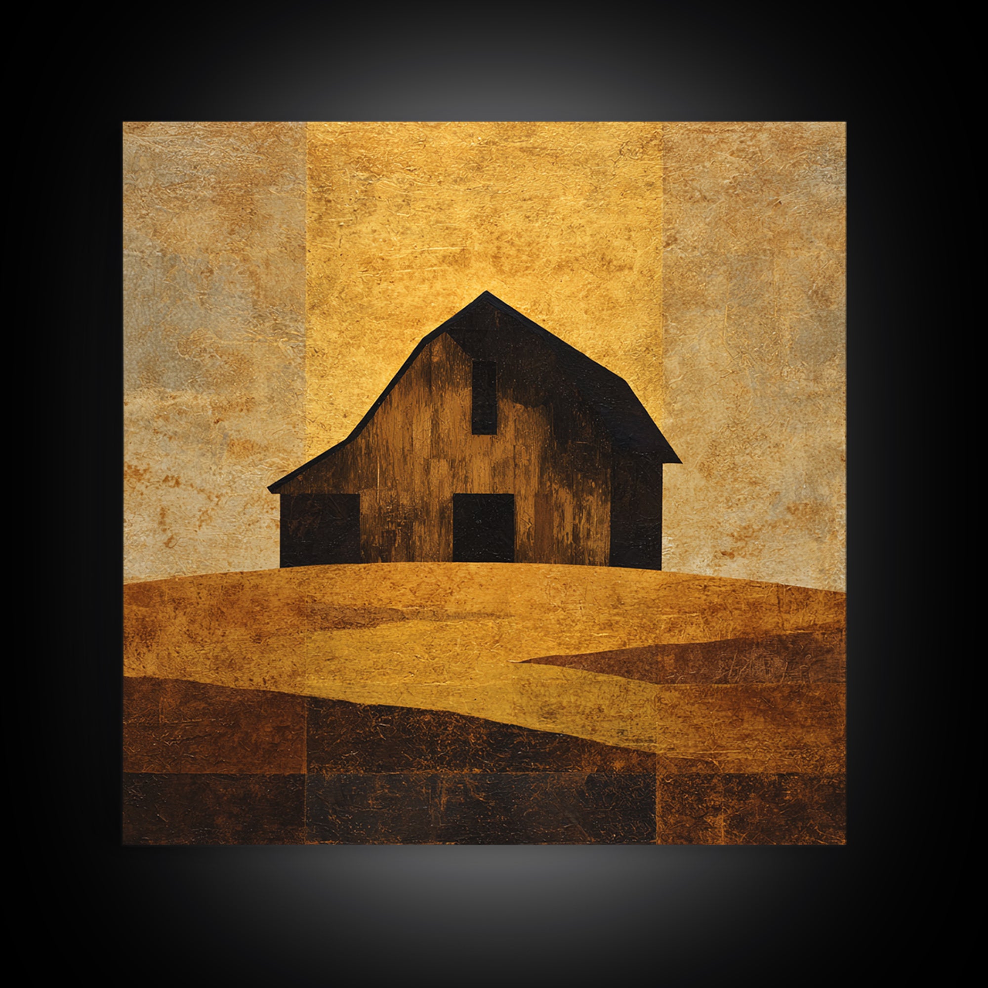 Rustic Barn Silhouette Framed Canvas Print, Country Art, Farmhouse Decor, Country, Gallery Wall Art, Landscape Wall Art, COU-1x1-27