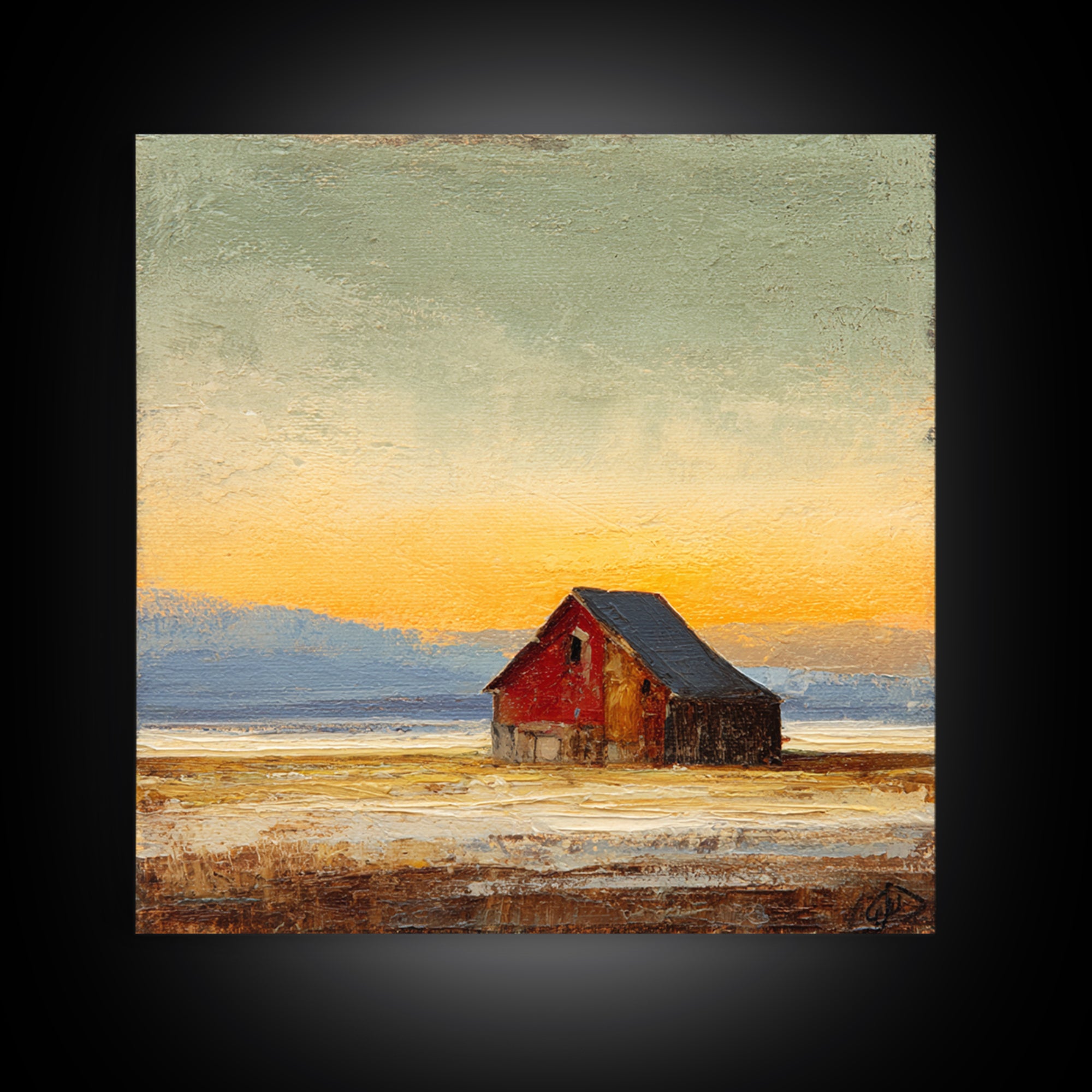Rustic Barn Silhouette Canvas Print, Country Art, Digital Wall Art, Farmhouse Decor, Abstract Art, Country, Floral Wall Art, COU-1x1-3