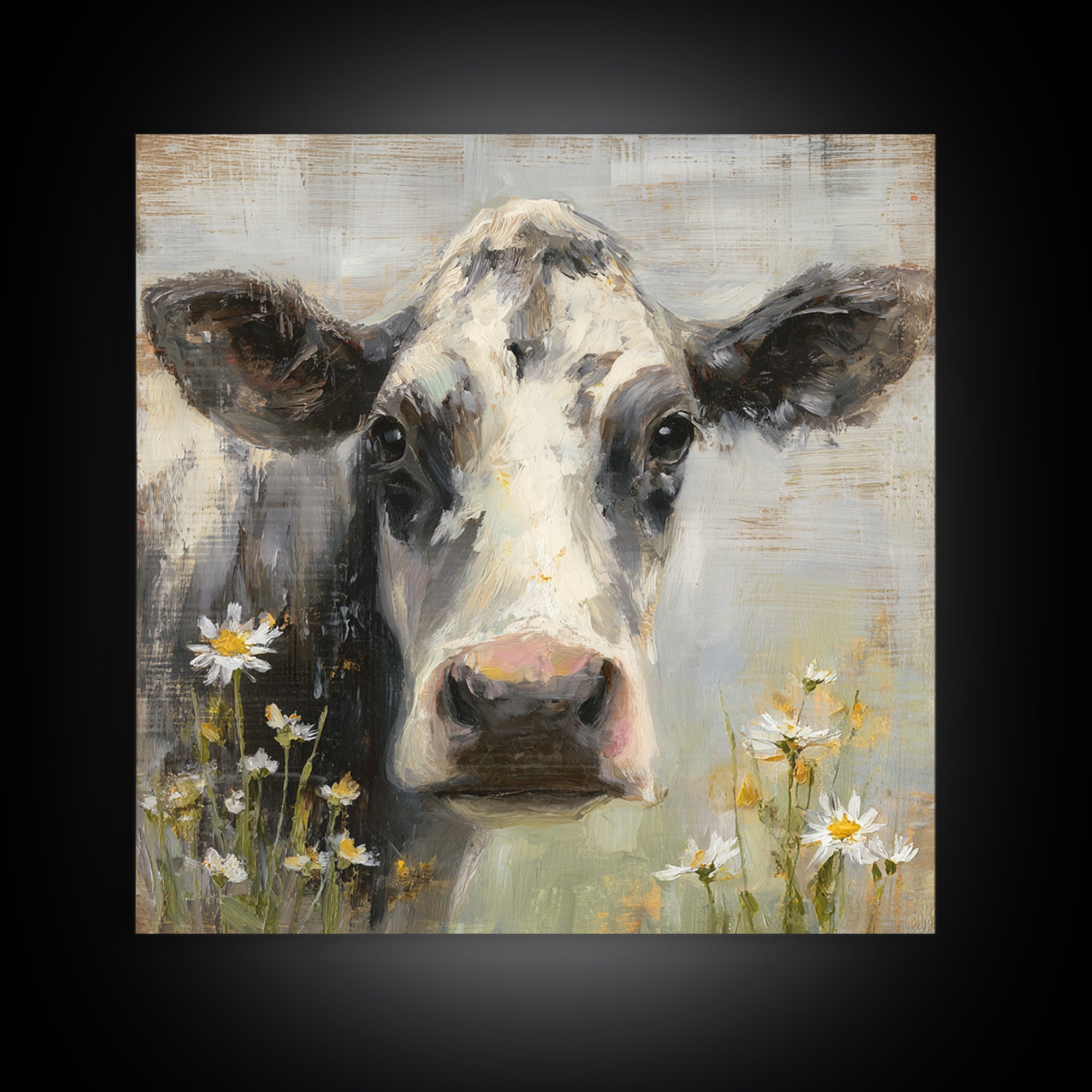 Cow Portrait with Gentle Farmhouse Personality Canvas Print, Country Art, Home Decor, Farmhouse Decor, Fine Art, Country, COU-1x1-4
