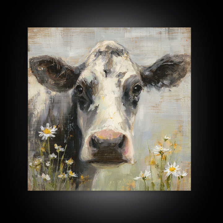 Cow Portrait with Gentle Farmhouse Personality Canvas Print, Country Art, Home Decor, Farmhouse Decor, Fine Art, Country, COU-1x1-4