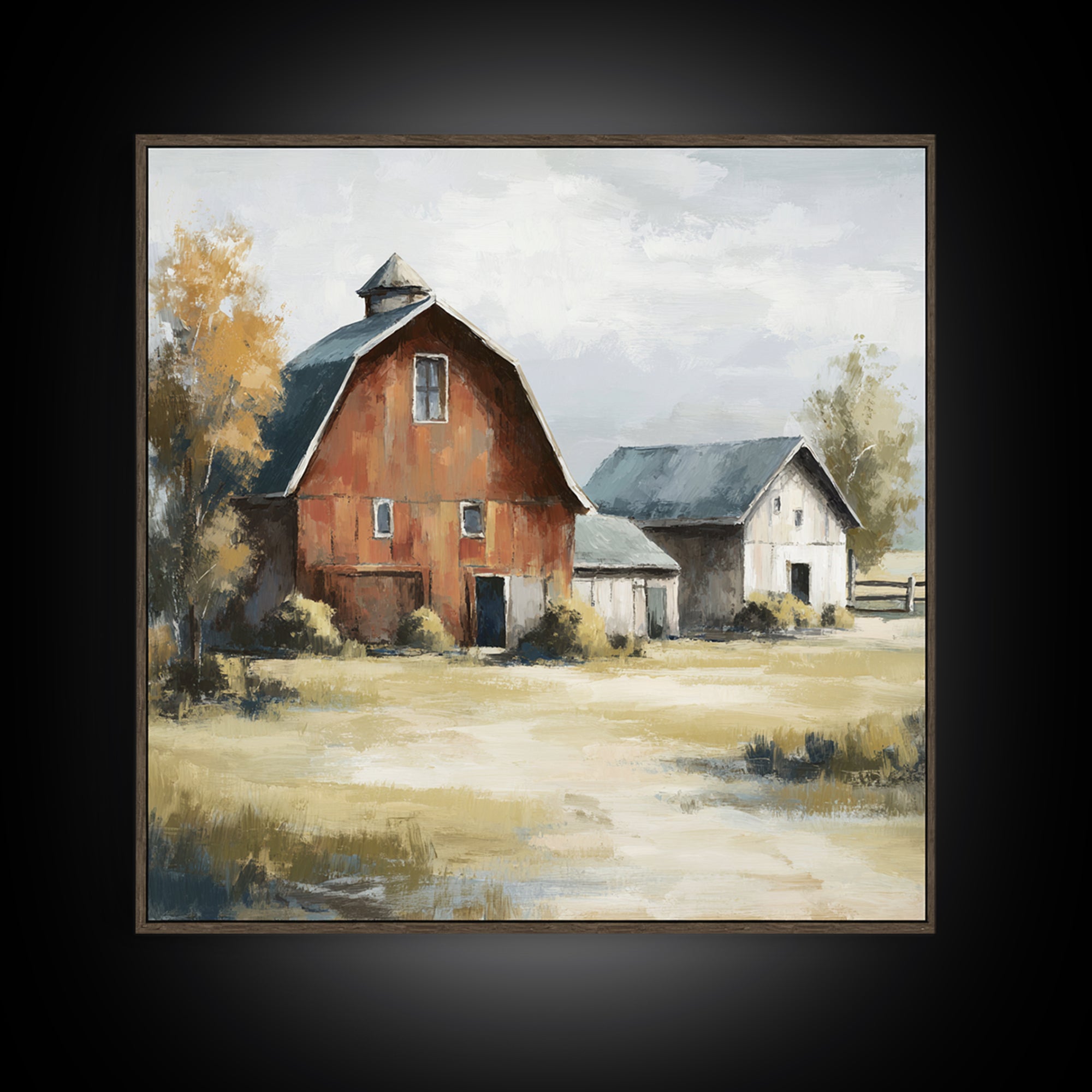 Apple Orchard with Warm Autumn Light Canvas Print, Country Art, French Country Decor, Farmhouse Decor, Oil Painting, Country, COU-1x1-54