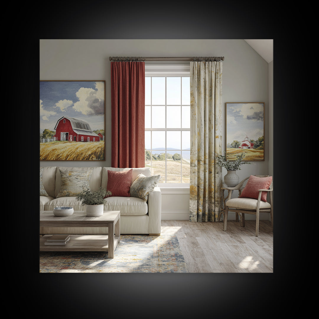 Cornfield under Dramatic Summer Clouds Framed Canvas Print, Country Art, Floral Wall Art, Farmhouse Decor, Abstract Art, COU-1x1-66