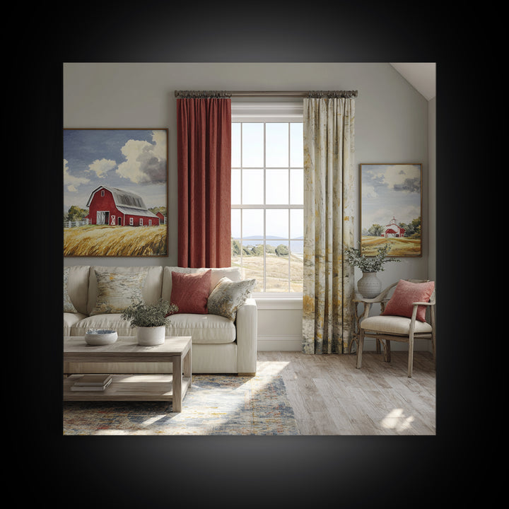 Cornfield under Dramatic Summer Clouds Framed Canvas Print, Country Art, Floral Wall Art, Farmhouse Decor, Abstract Art, COU-1x1-66