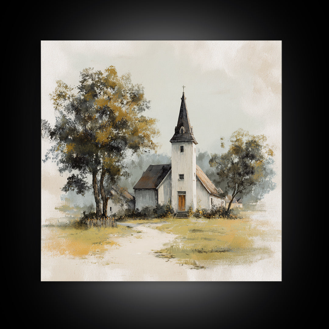 Country Church Steeple Beyond Trees Canvas Print, Country Art, Boho Decor, Farmhouse Decor, Fine Art, Country, Art Prints, COU-1x1-91