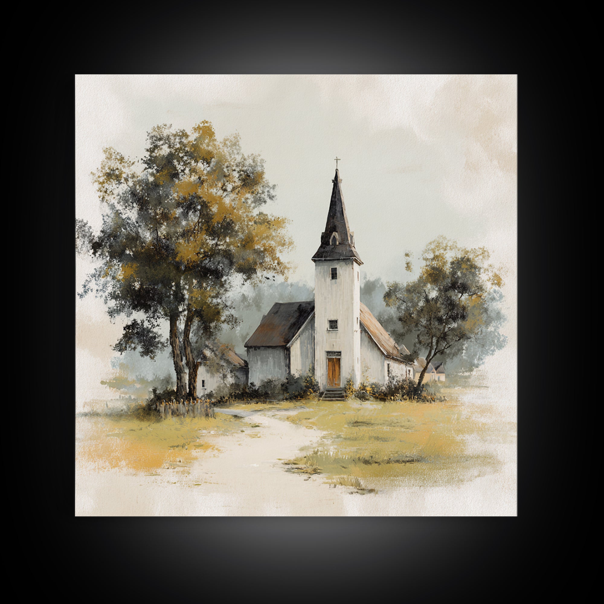 Country Church Steeple Beyond Trees Canvas Print, Country Art, Boho Decor, Farmhouse Decor, Fine Art, Country, Art Prints, COU-1x1-91