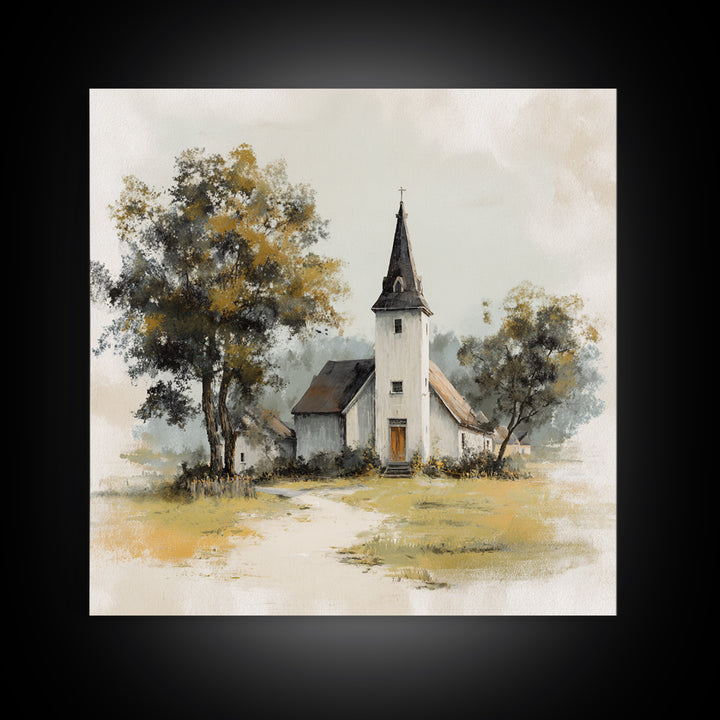 Country Church Steeple Beyond Trees Canvas Print, Country Art, Boho Decor, Farmhouse Decor, Fine Art, Country, Art Prints, COU-1x1-91