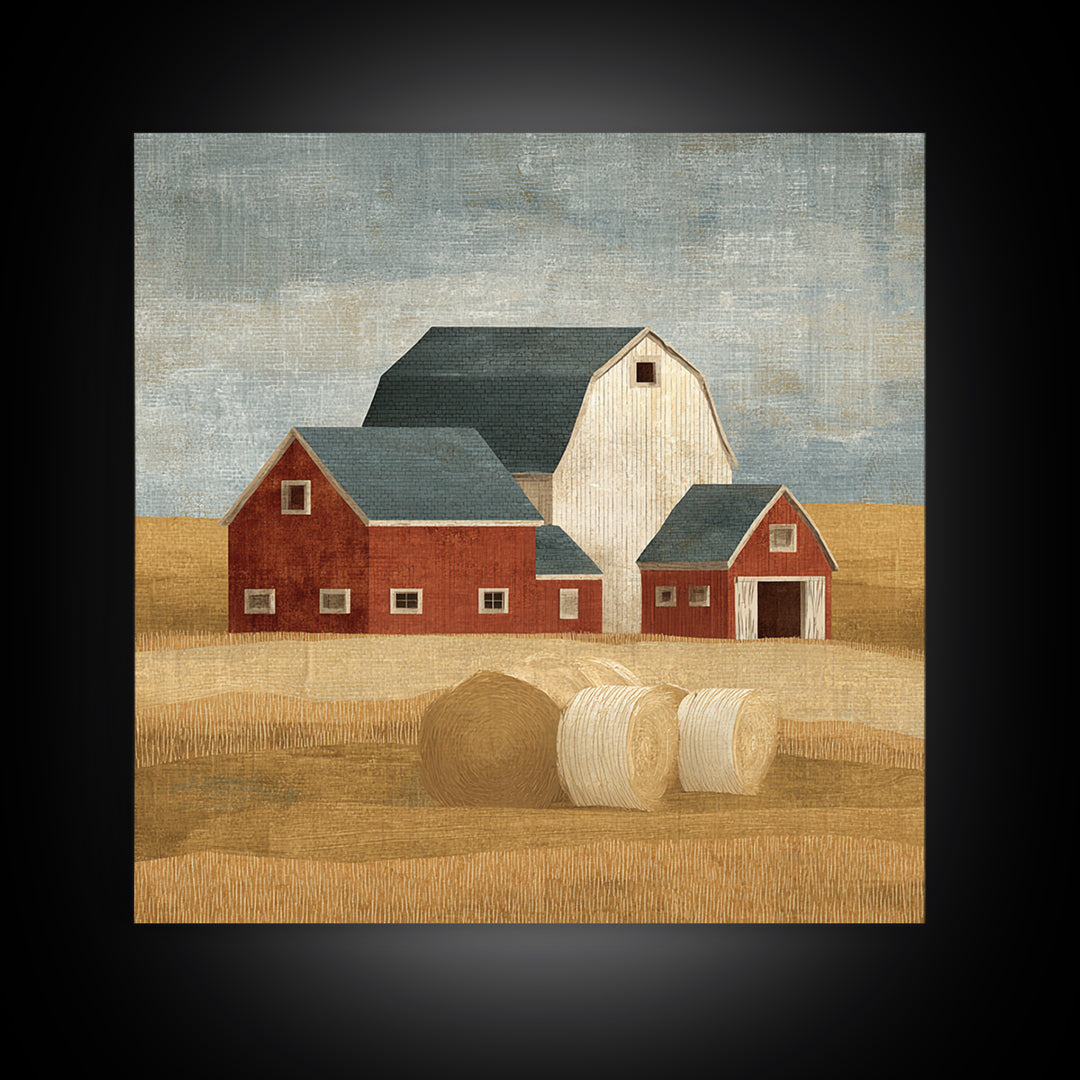 Hay Bales in Late Afternoon Sun Canvas Print, Country Art, Gallery Wall Art, Farmhouse Decor, Fine Art, Country, COU-1x1-92