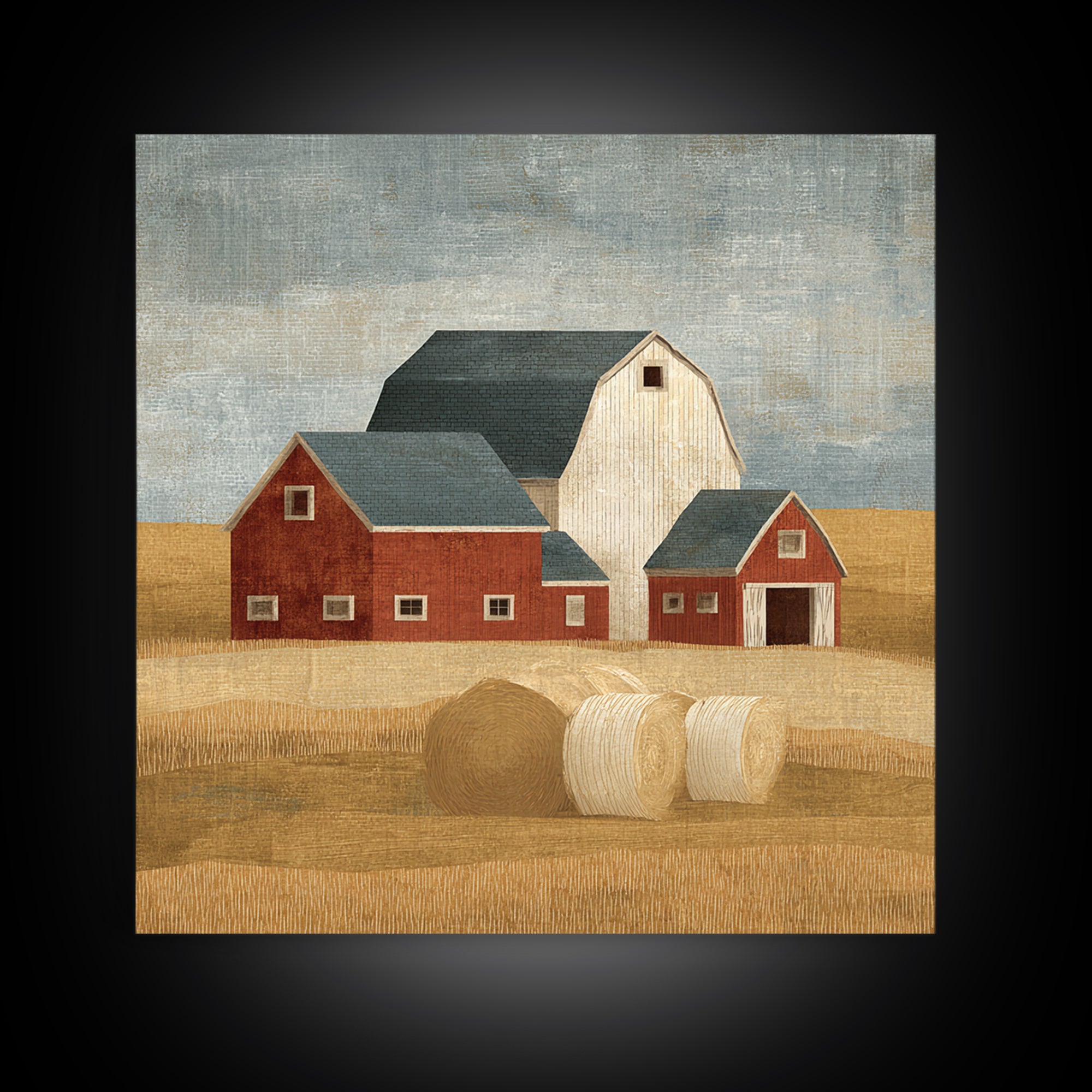 Hay Bales in Late Afternoon Sun Canvas Print, Country Art, Gallery Wall Art, Farmhouse Decor, Fine Art, Country, COU-1x1-92