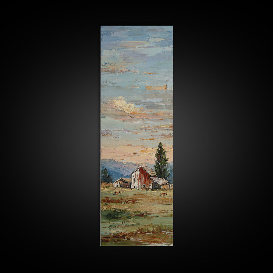 Rolling Pasture with Grazing Horses at Sunrise Canvas Print, Country Art, Fine Art Print, Farmhouse Decor, Fine Art, Country, COU-1x3-13