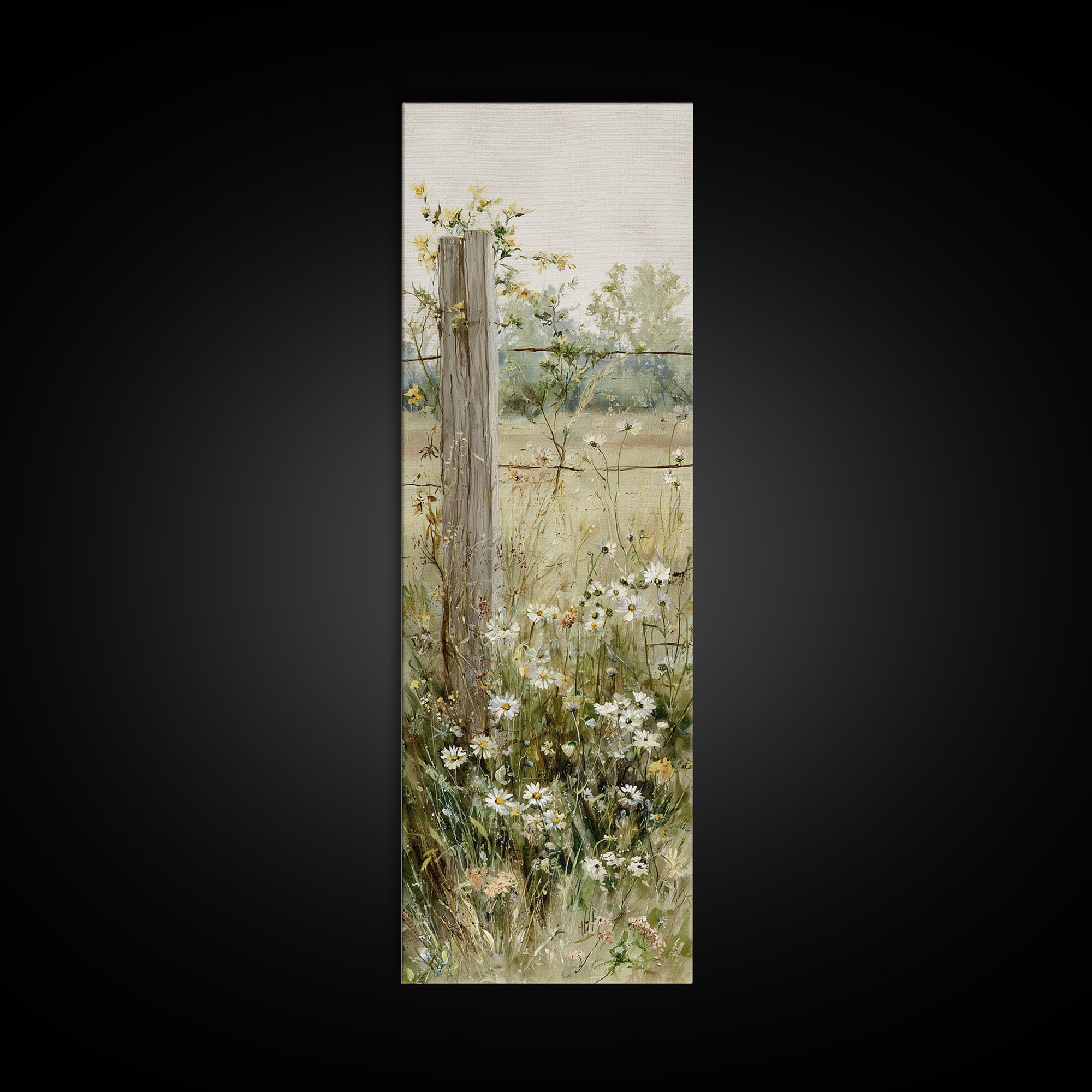Wildflower Meadow Beside an Old Fence Canvas Print, Country Art, French Country, Farmhouse Decor, Country, Luxury Decor, COU-1x3-14