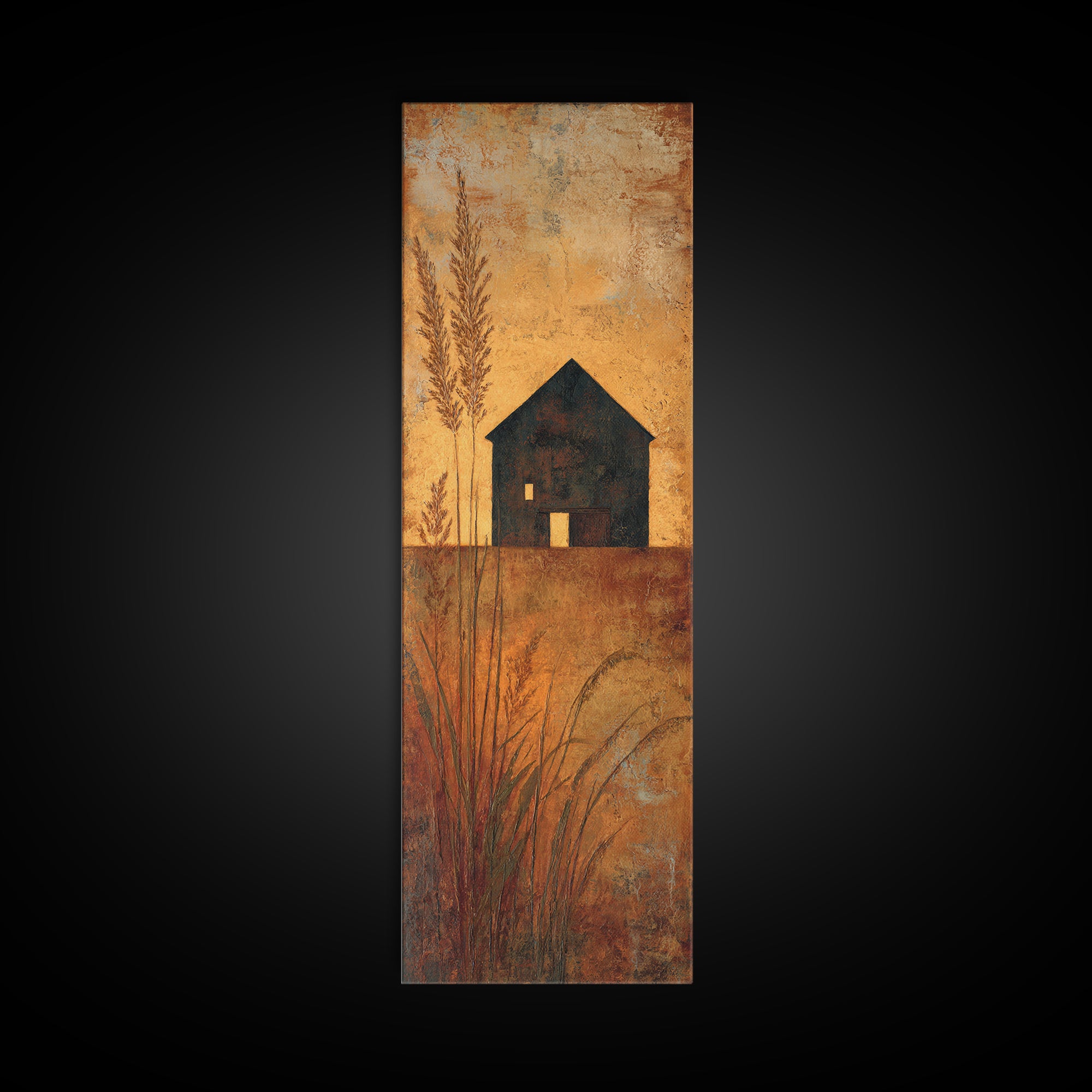 Rustic Barn Silhouette Framed Canvas Print, Country Art, Home Decor, Farmhouse Decor, Abstract Art, Country, Printable Art, COU-1x3-15