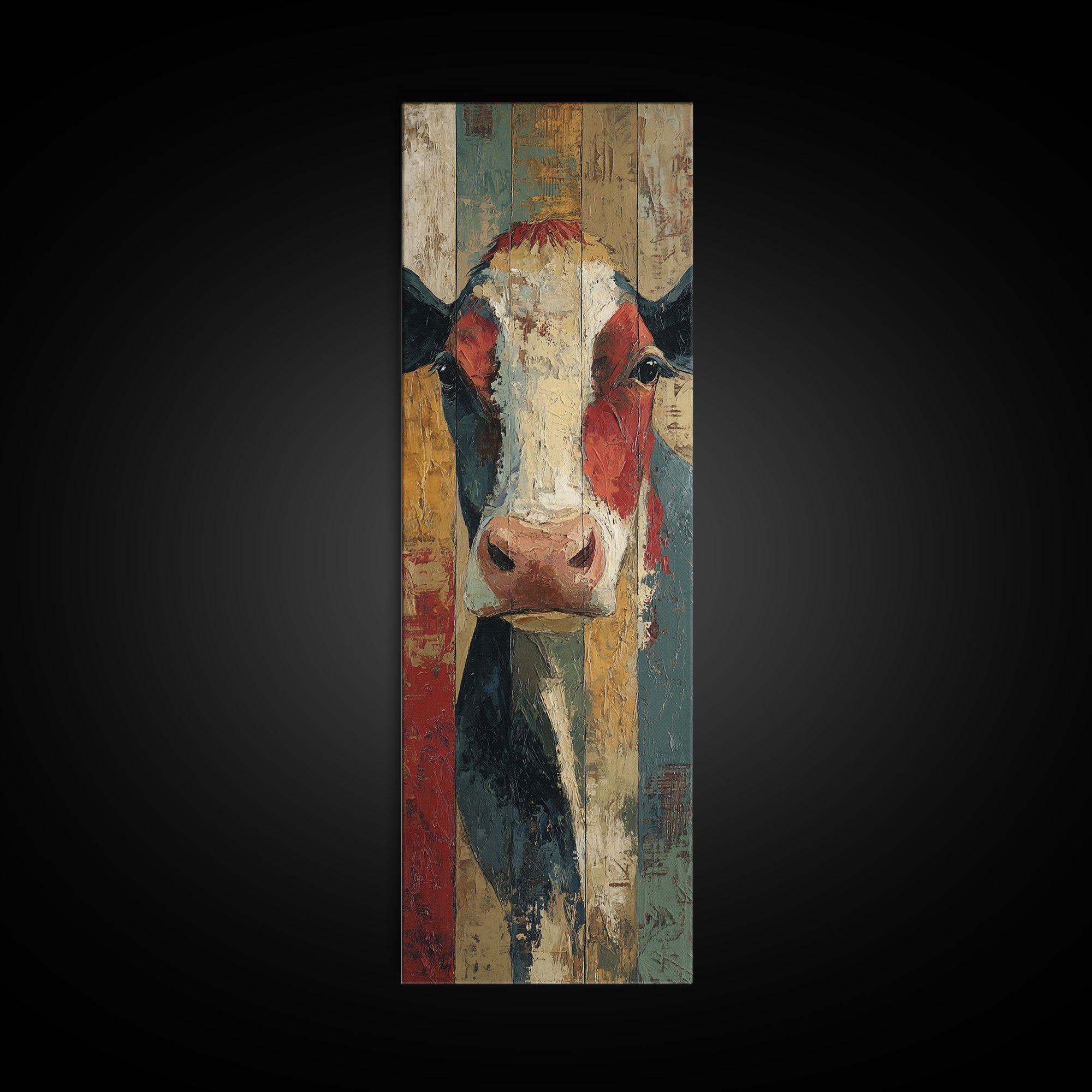 Cow Portrait with Gentle Farmhouse Personality Canvas Print, Country Art, Boho Decor, Farmhouse Decor, Fine Art, Country, COU-1x3-16