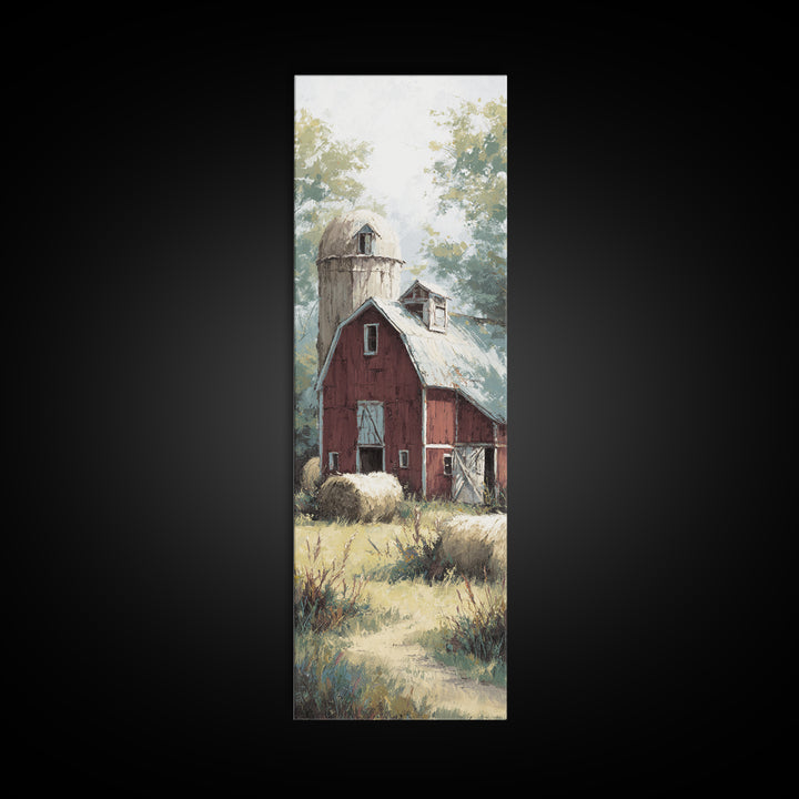 Hay Bales in Late Afternoon Sun Canvas Print, Country Art, Textured Painting, Farmhouse Decor, Fine Art, Country, Oil Painting, COU-1x3-32