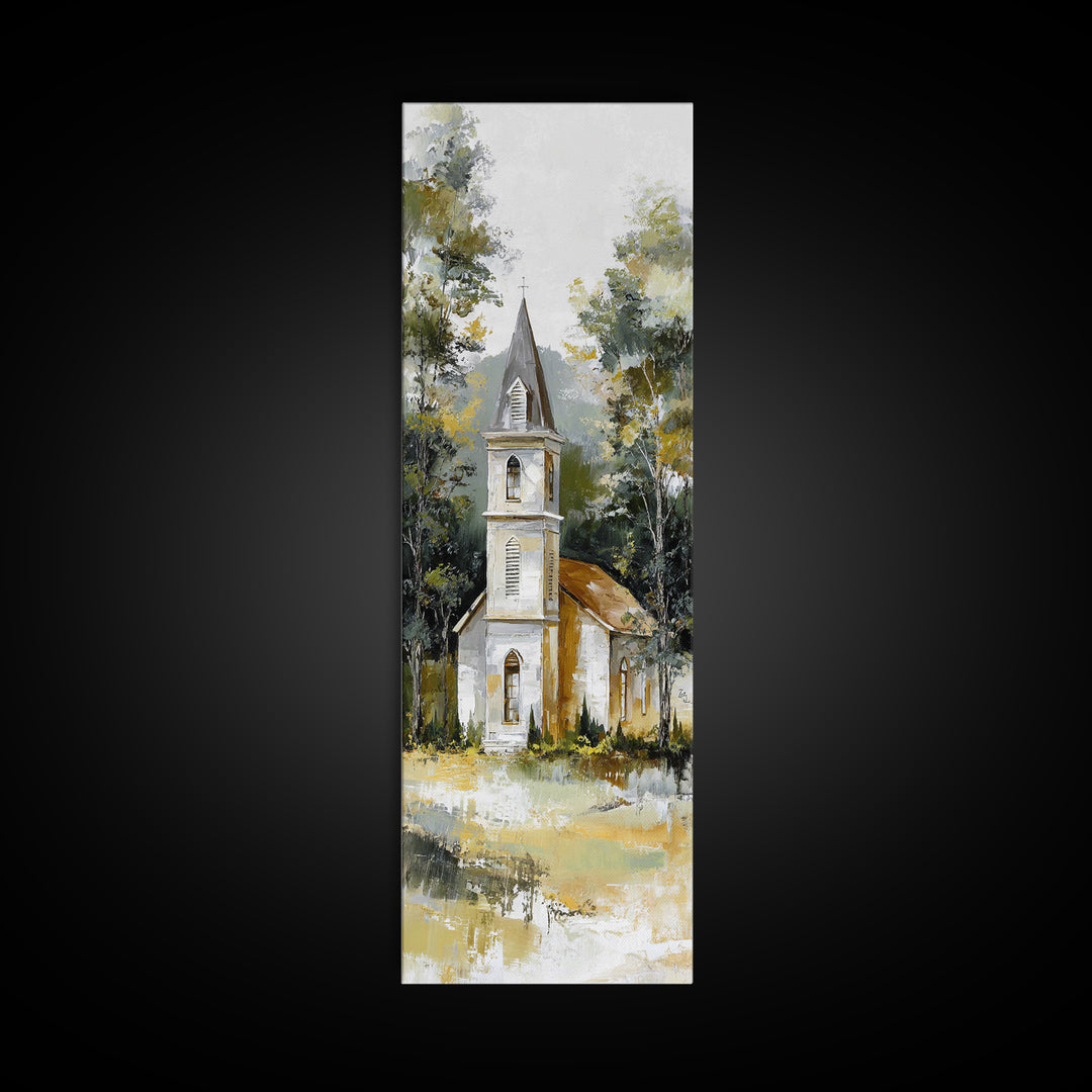 Country Church Steeple Beyond Trees Canvas Print, Country Art, Contemporary Art, Farmhouse Decor, Fine Art, Country, COU-1x3-7