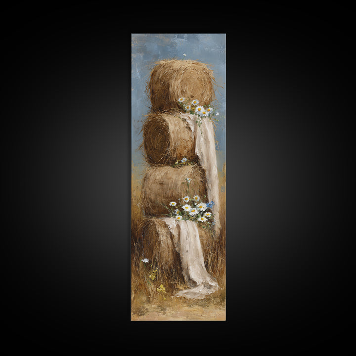Hay Bales in Late Afternoon Sun Framed Canvas Print, Country Art, Fine Art Print, Farmhouse Decor, Fine Art, Country, COU-1x3-8