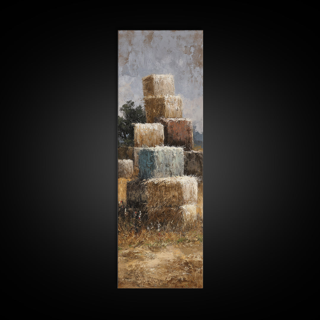 Hay Bales in Late Afternoon Sun Framed Canvas Print, Country Art, Printable Art, Farmhouse Decor, Country, French Country, COU-1x3-80