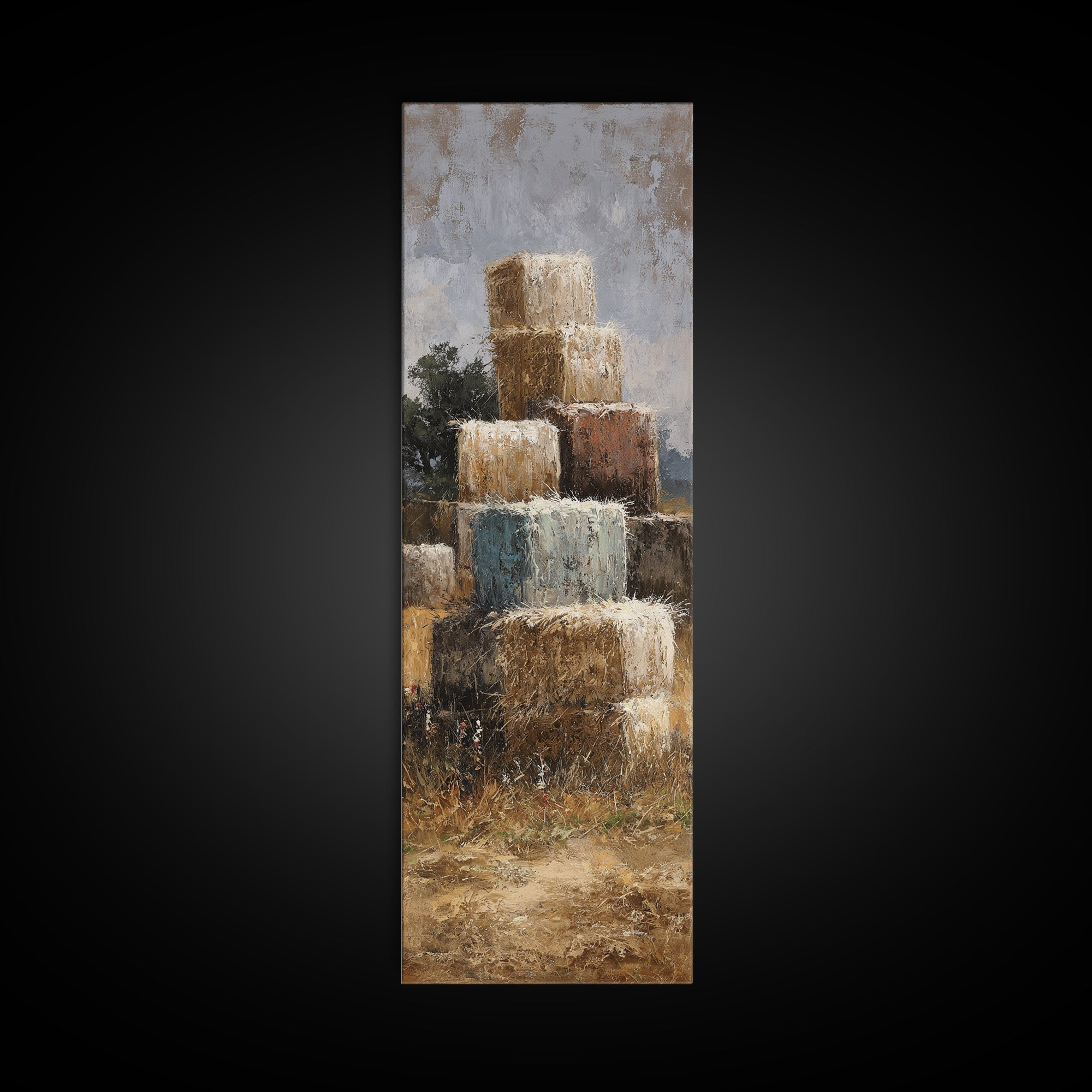 Hay Bales in Late Afternoon Sun Framed Canvas Print, Country Art, Printable Art, Farmhouse Decor, Country, French Country, COU-1x3-80