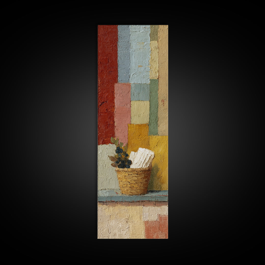 Blackberry Basket with Linen Cloth Canvas Print, Country Art, Farmhouse Decor, Abstract Art, Country, French Country, COU-1x3-81
