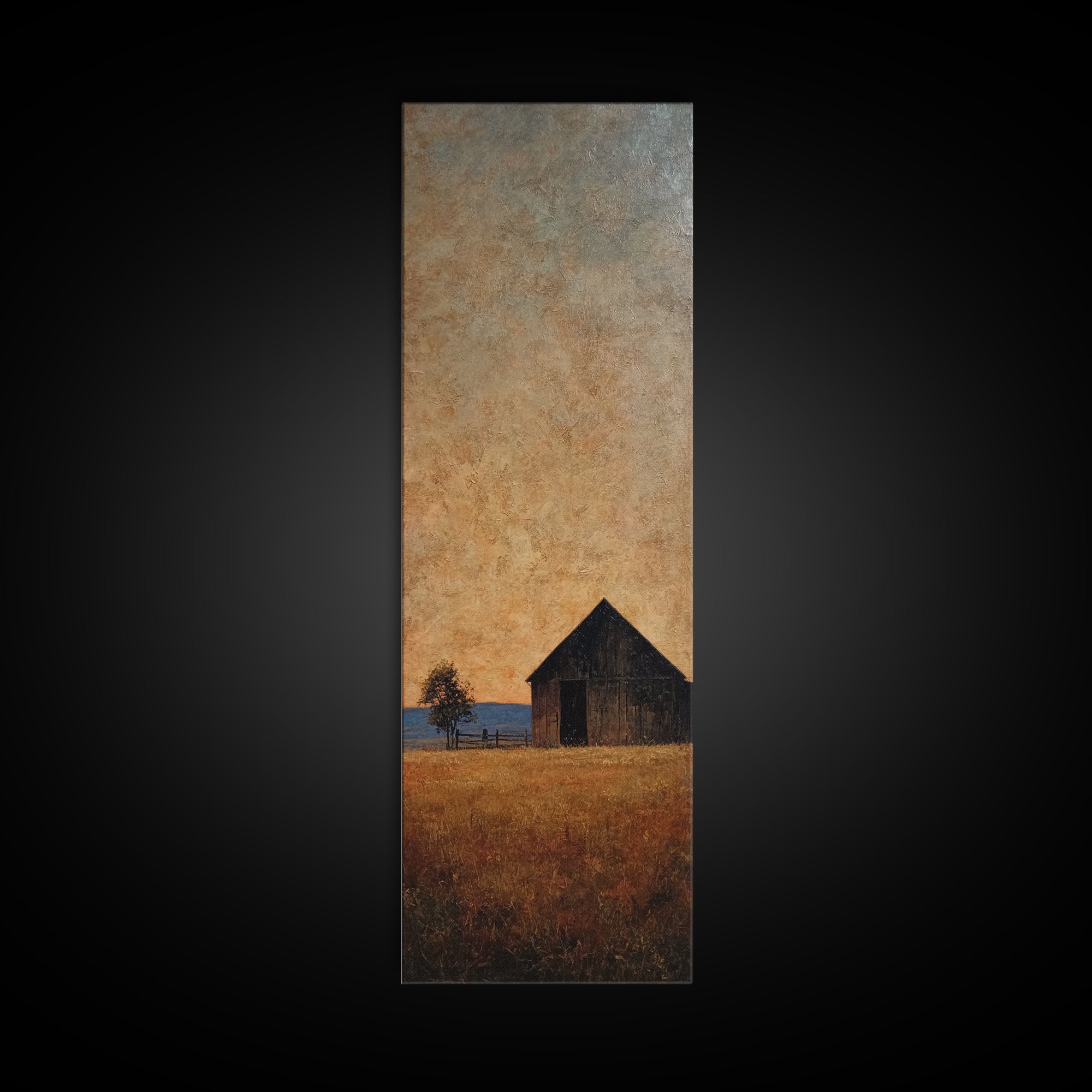 Rustic Barn Silhouette Framed Canvas Print, Country Art, Eclectic Wall Art, Farmhouse Decor, Fine Art, Country, Boho Decor, COU-1x3-87