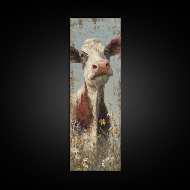 Cow Portrait with Gentle Farmhouse Personality Canvas Print, Country Art, Farmhouse Decor, Oil Painting, Country, COU-1x3-88