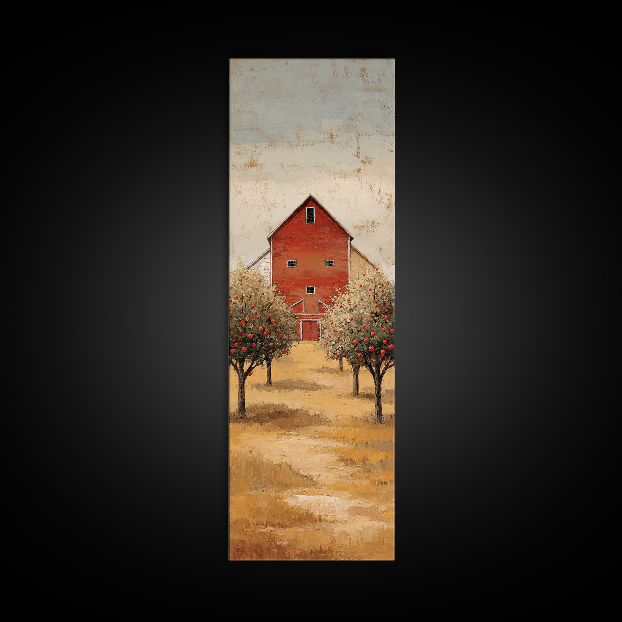 Apple Orchard with Warm Autumn Light Canvas Print, Country Art, Luxury Decor, Farmhouse Decor, Oil Painting, Country, COU-1x3-90