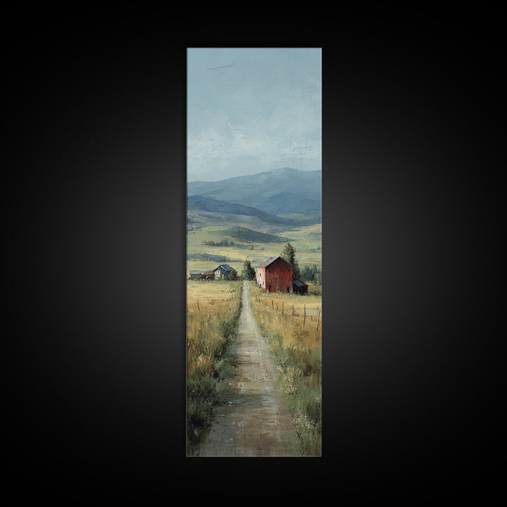 Country Road Disappearing into Green Hills Canvas Print, Country Art, French Country Decor, Farmhouse Decor, Country, COU-1x3-91