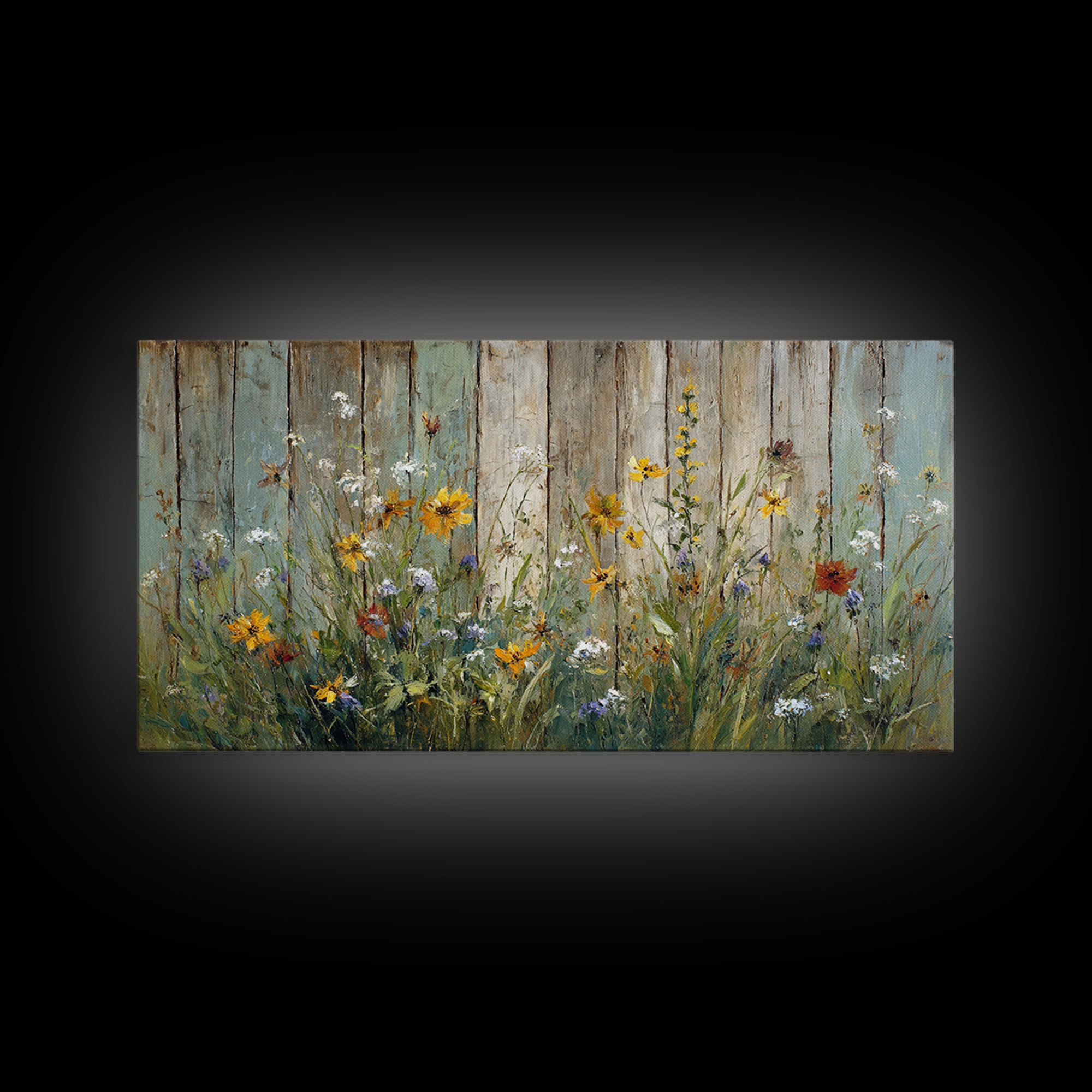 Wildflower Meadow Beside an Old Fence Canvas Print, Country Art, Statement Artwork, Farmhouse Decor, Fine Art, Country, COU-2x1-22