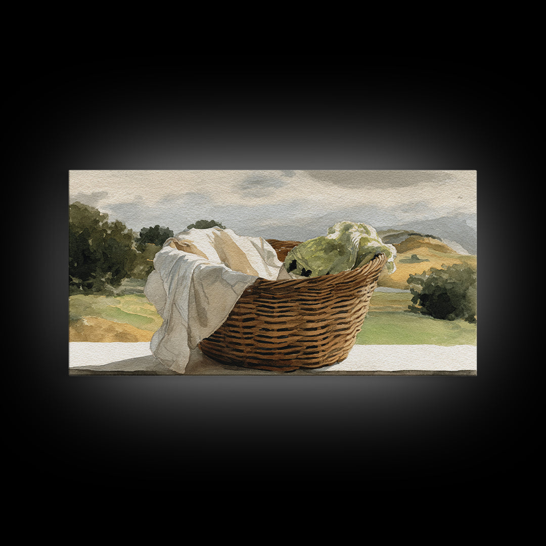 Blackberry Basket with Linen Cloth Canvas Print, Country Art, Contemporary Art, Farmhouse Decor, Abstract Art, Country, COU-2x1-41