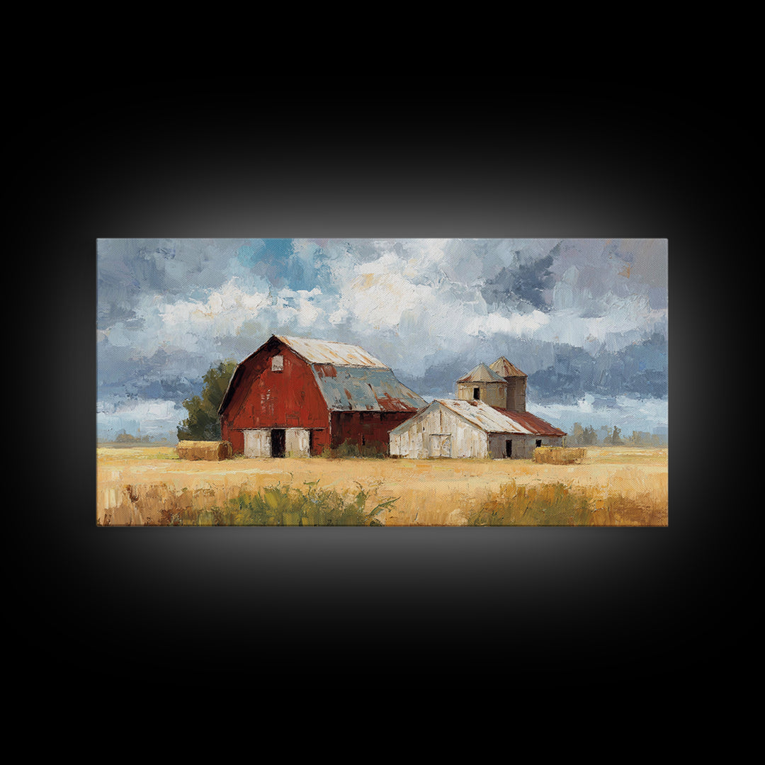 Cornfield under Dramatic Summer Clouds Canvas Print, Country Art, Room Decor, Farmhouse Decor, Oil Painting, Country, COU-2x1-62