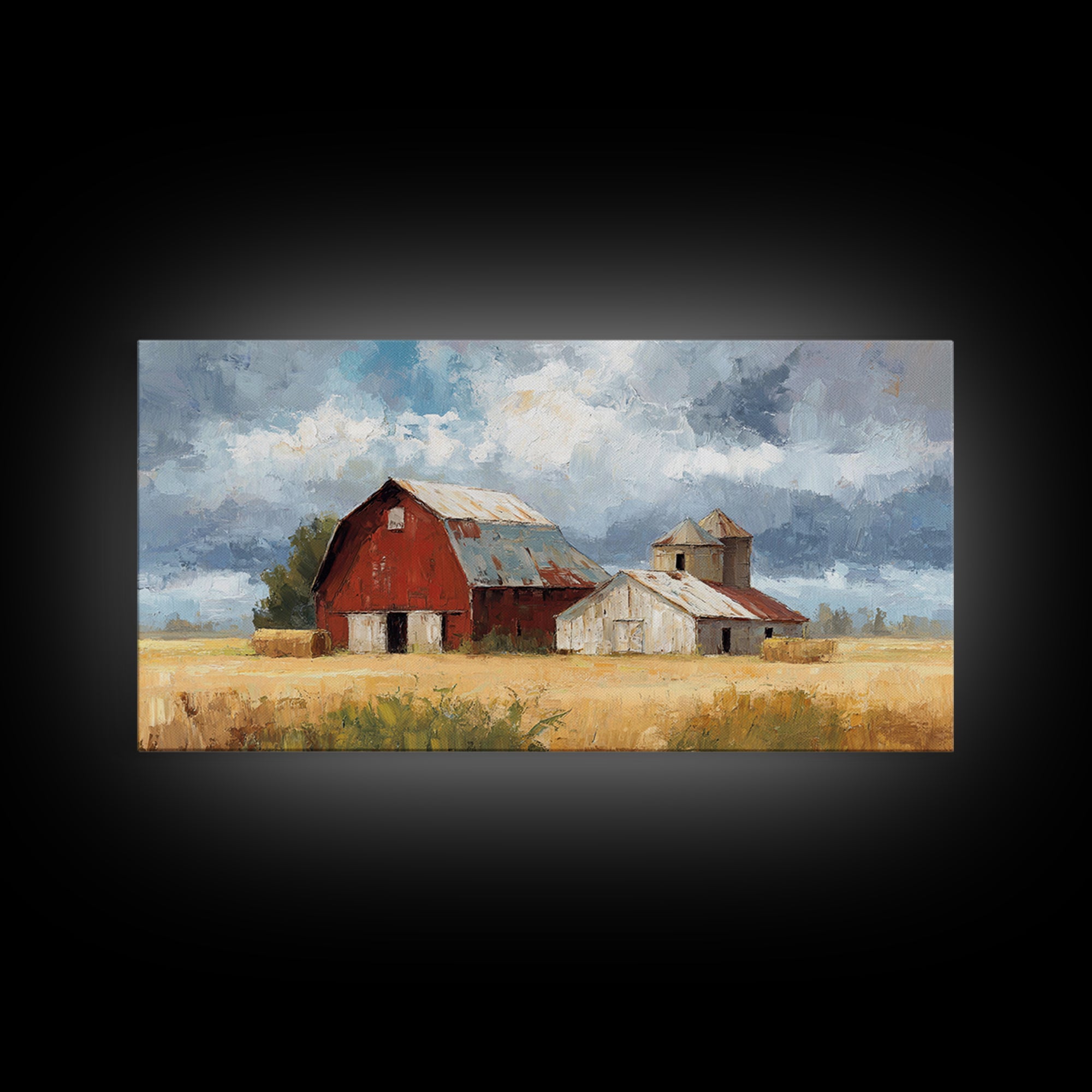Cornfield under Dramatic Summer Clouds Canvas Print, Country Art, Room Decor, Farmhouse Decor, Oil Painting, Country, COU-2x1-62