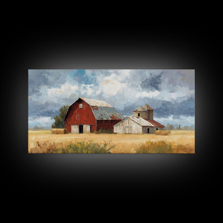 Cornfield under Dramatic Summer Clouds Canvas Print, Country Art, Room Decor, Farmhouse Decor, Oil Painting, Country, COU-2x1-62