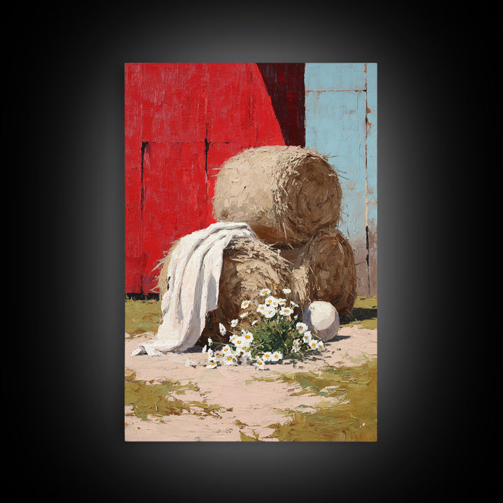 Hay Bales in Late Afternoon Sun Framed Canvas Print, Country Art, Luxury Decor, Farmhouse Decor, Fine Art, Country, COU-2x3-100