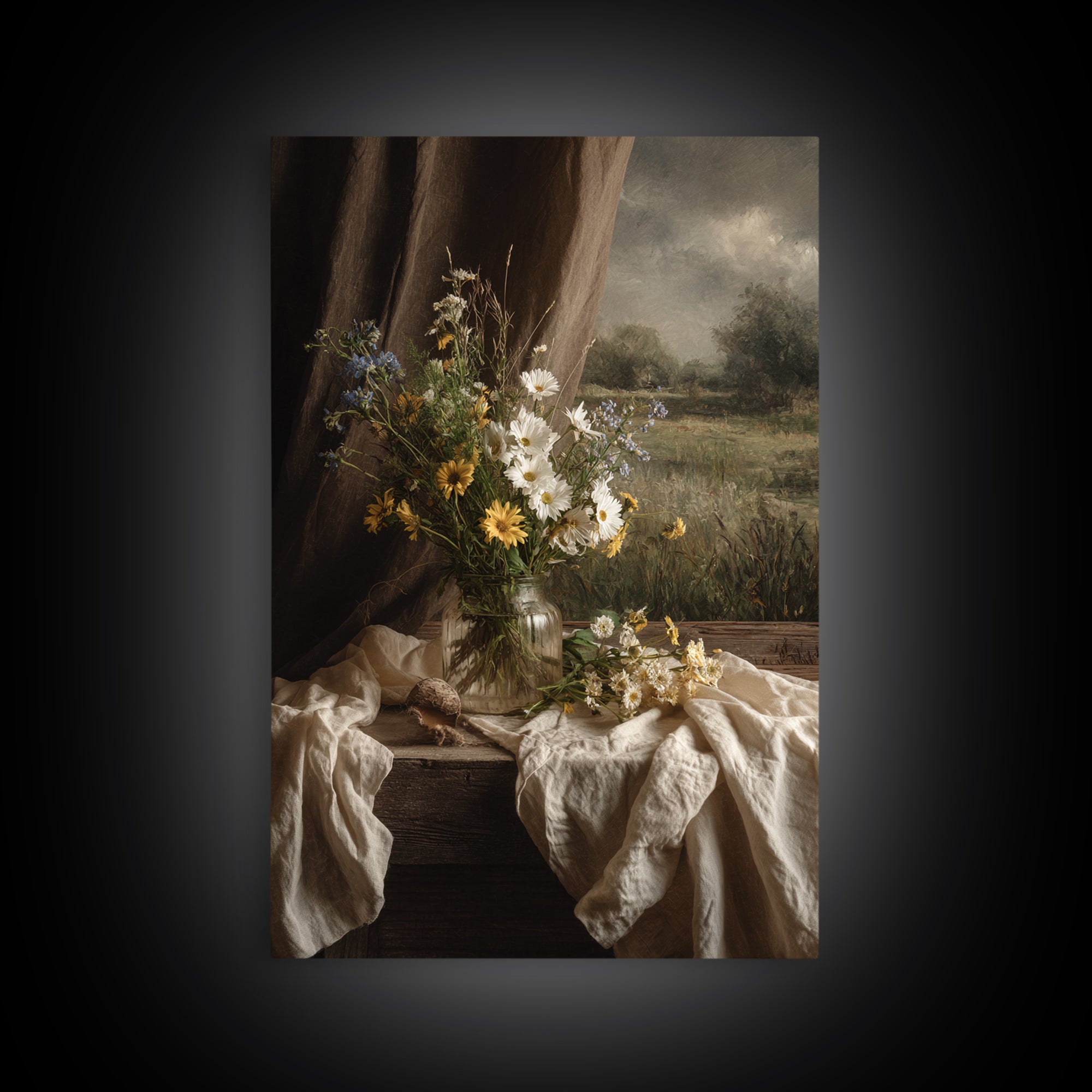 Cornfield under Dramatic Summer Clouds Framed Canvas Print, Country Art, Statement Artwork, Farmhouse Decor, Abstract Art, COU-2x3-26