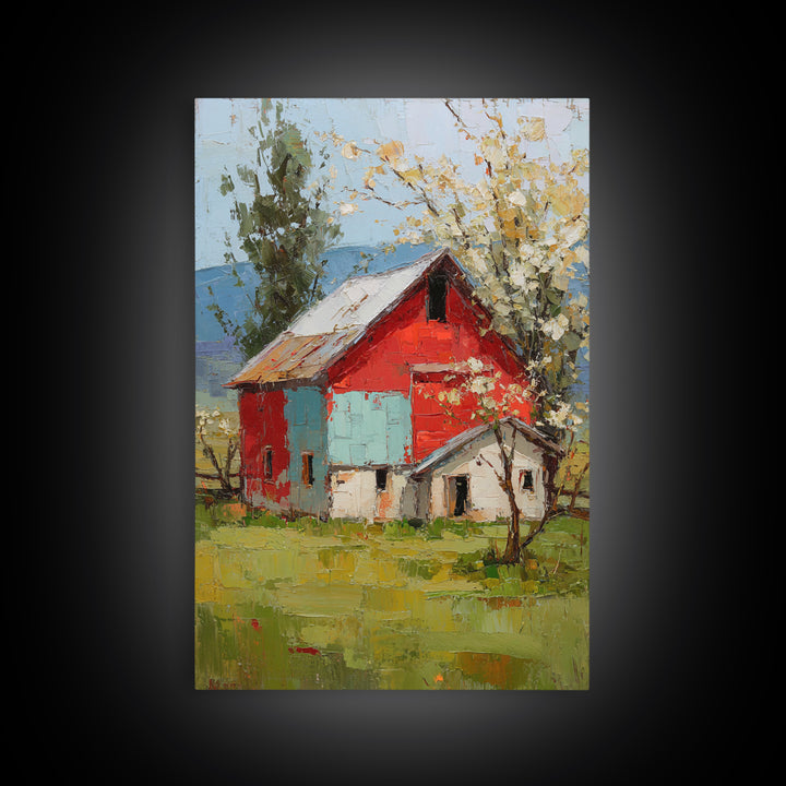 Apple Orchard with Warm Autumn Light Framed Canvas Print, Country Art, Wall Art, Farmhouse Decor, Fine Art, Country, COU-2x3-38