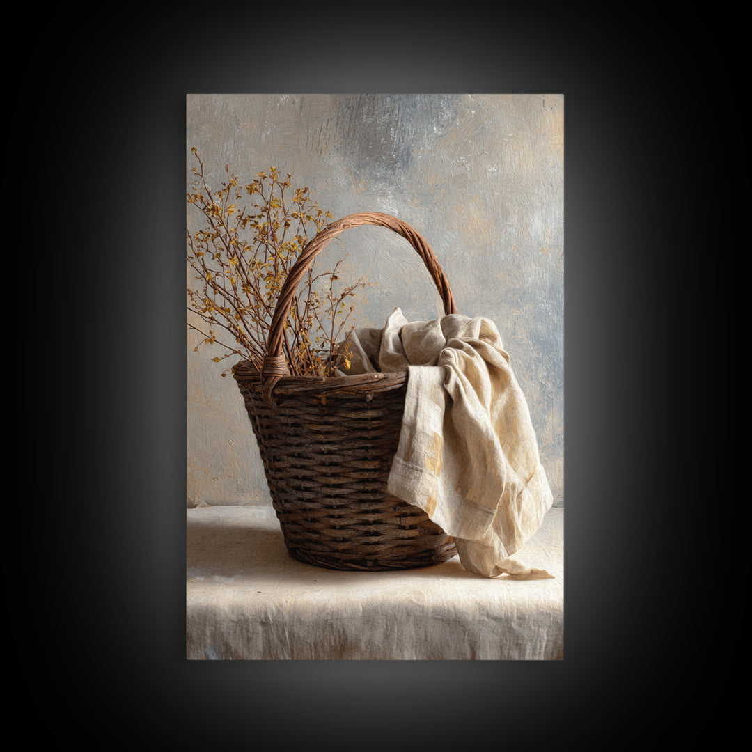 Blackberry Basket with Linen Cloth Canvas Print, Country Art, Farmhouse Decor, Abstract Art, Country, French Country, COU-2x3-77