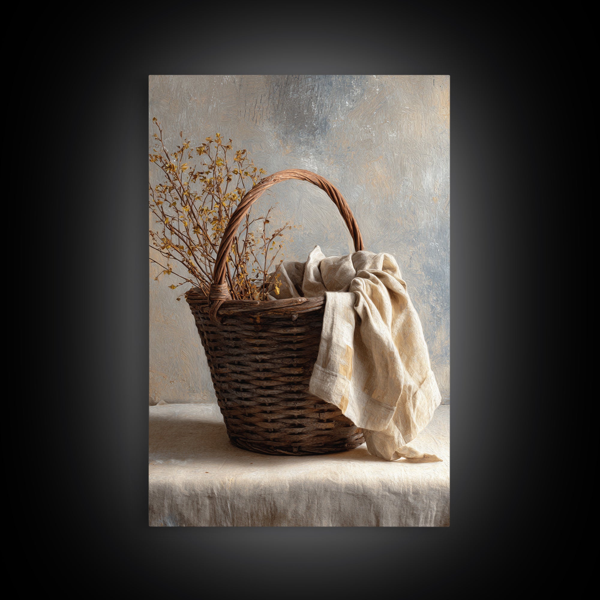 Blackberry Basket with Linen Cloth Canvas Print, Country Art, Farmhouse Decor, Abstract Art, Country, French Country, COU-2x3-77