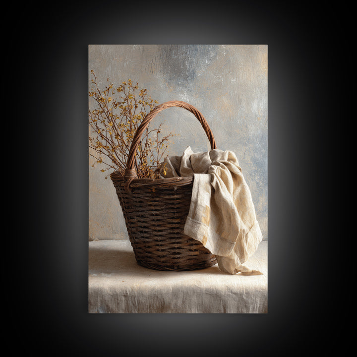 Blackberry Basket with Linen Cloth Canvas Print, Country Art, Farmhouse Decor, Abstract Art, Country, French Country, COU-2x3-77
