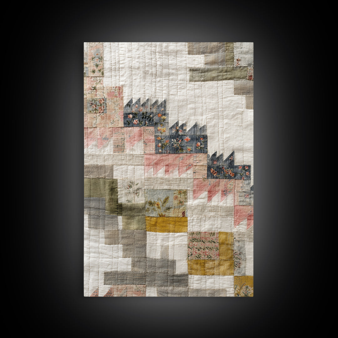 Quilt Geometric Folk Pattern Framed Canvas Print, Country Art, Gallery Decor, Farmhouse Decor, Fine Art, Country, COU-2x3-92