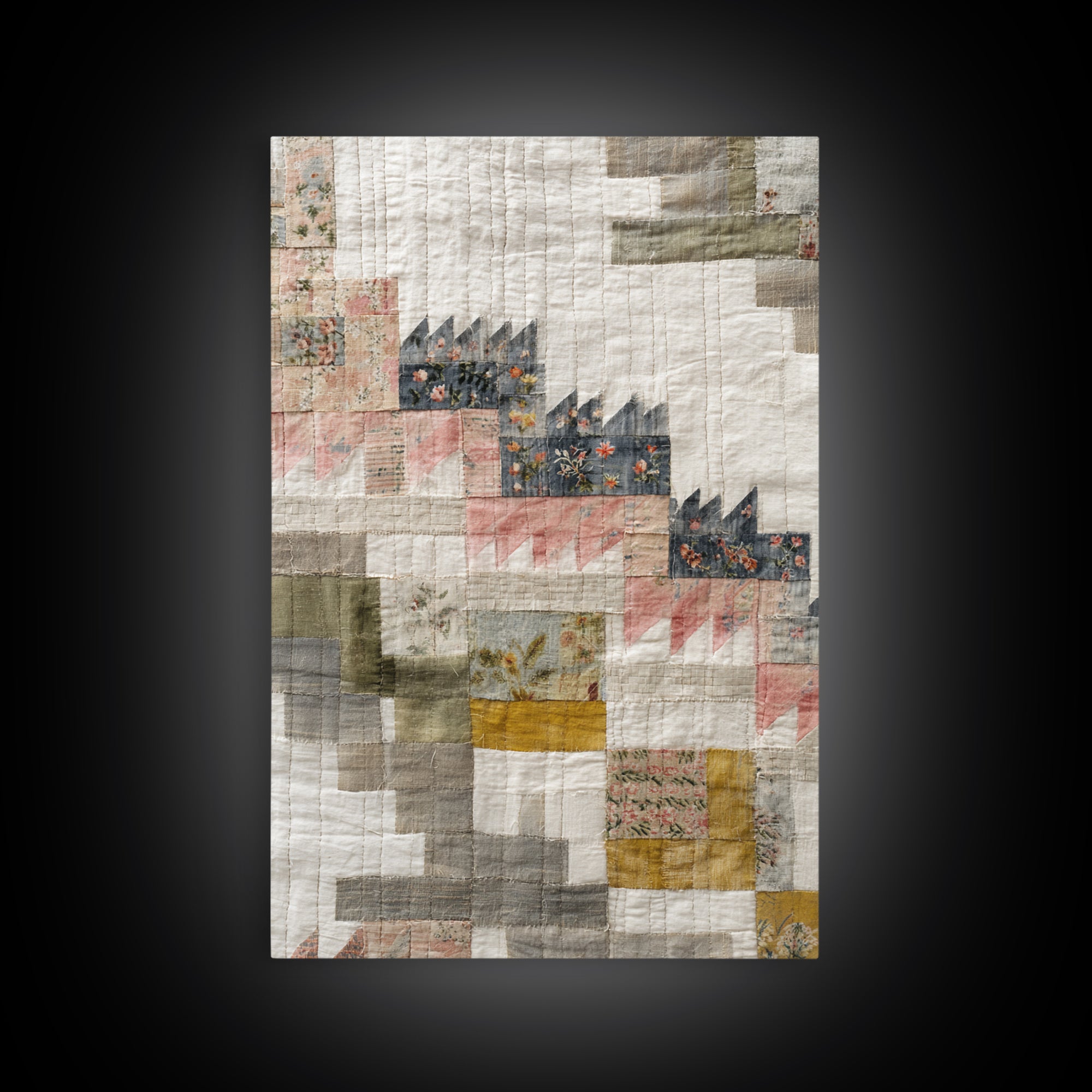 Quilt Geometric Folk Pattern Framed Canvas Print, Country Art, Gallery Decor, Farmhouse Decor, Fine Art, Country, COU-2x3-92