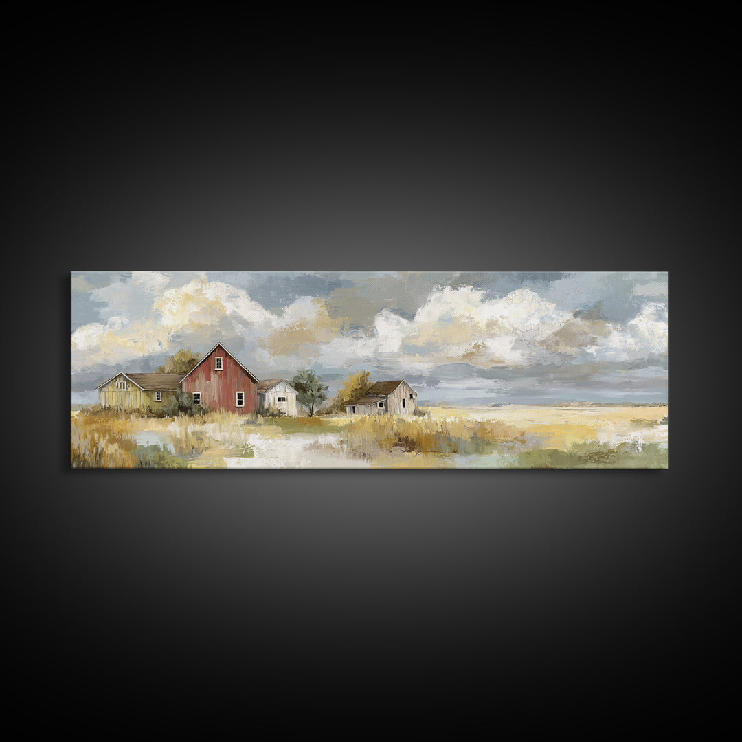 Cornfield under Dramatic Summer Clouds Framed Canvas Print, Country Art, Home Decor, Farmhouse Decor, Fine Art, Country, COU-3x1-10