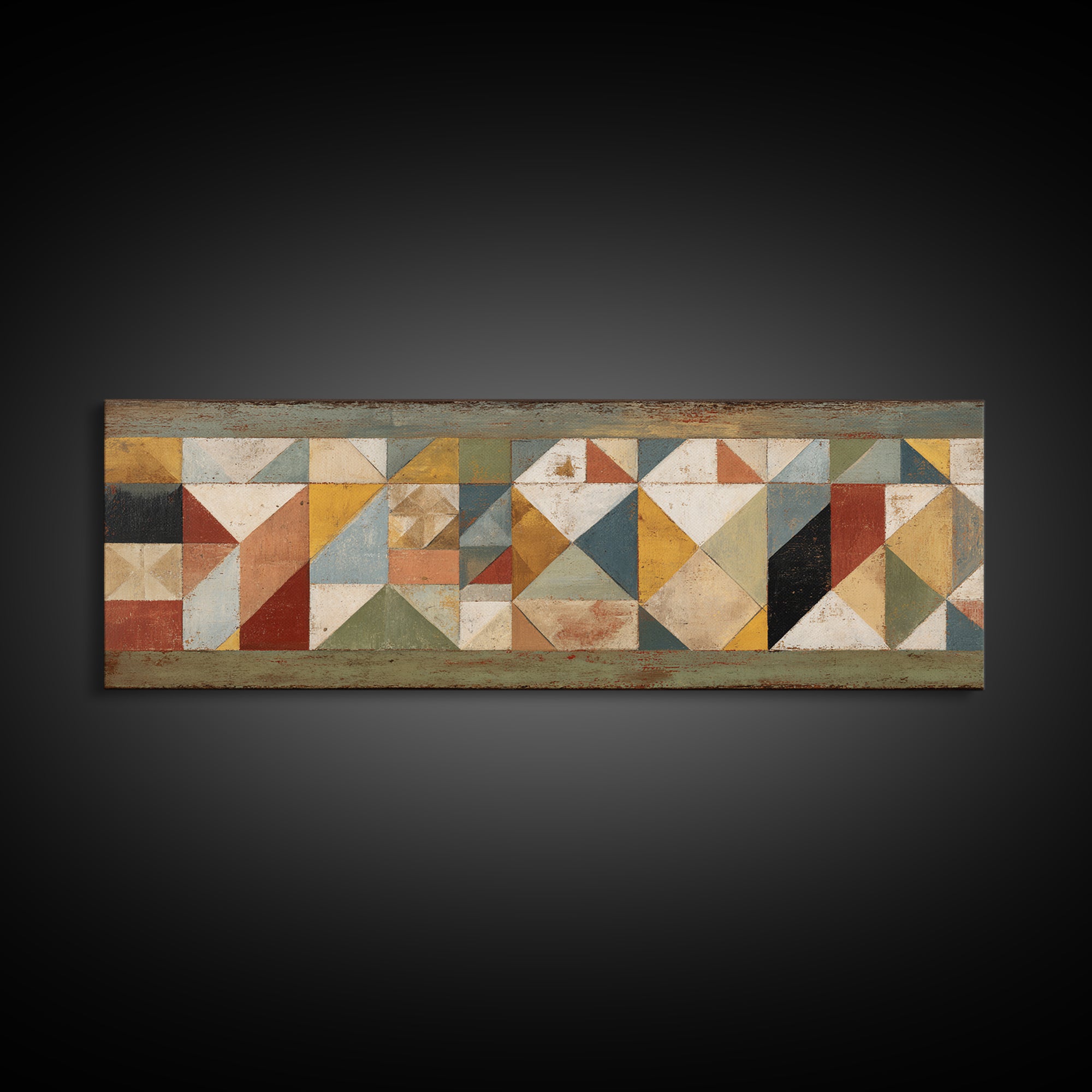 Quilt Geometric Folk Pattern Framed Canvas Print, Country Art, Gallery Wall Art, Farmhouse Decor, Abstract Art, Country, COU-3x1-28
