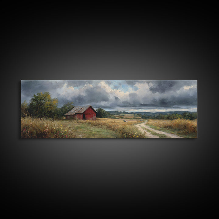 Cornfield under Dramatic Summer Clouds Canvas Print, Country Art, Printable Wall Art, Farmhouse Decor, Abstract Art, Country, COU-3x1-34
