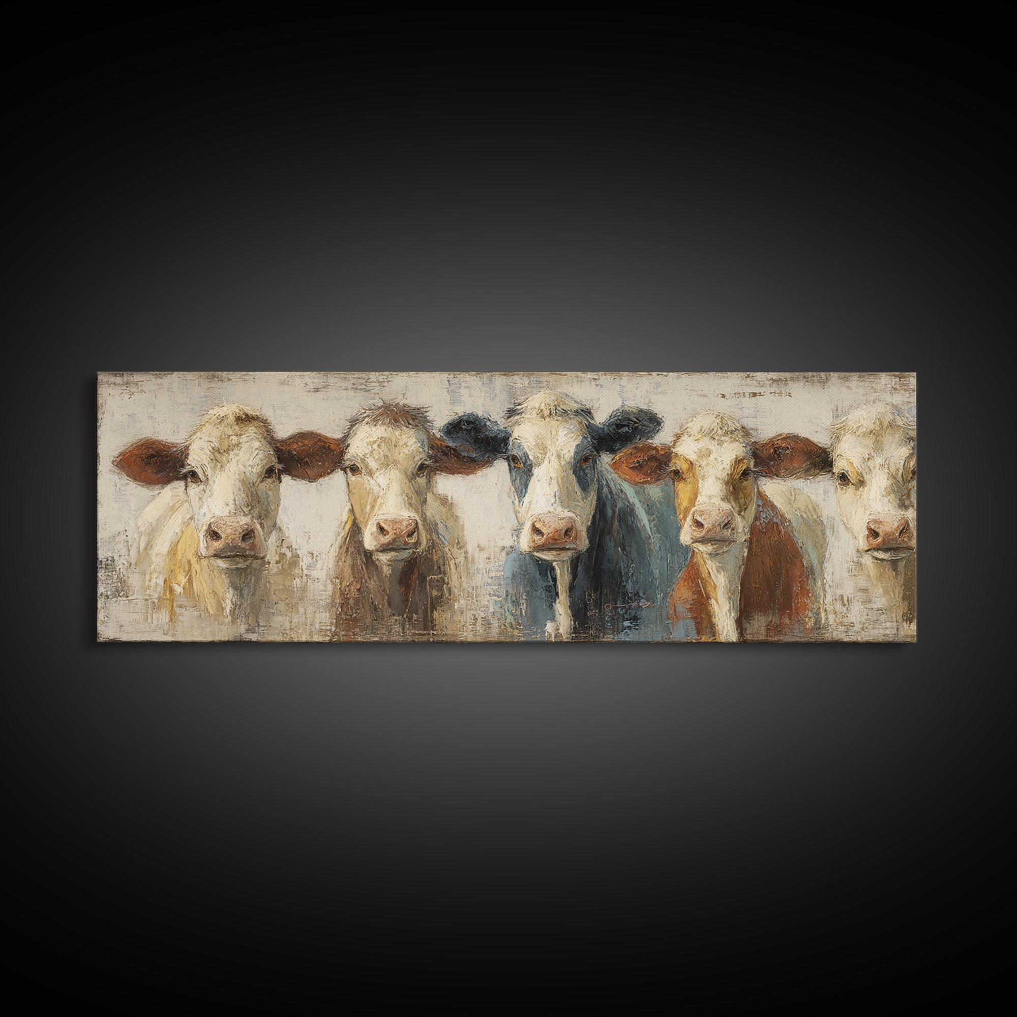 Cow Portrait with Gentle Farmhouse Personality Framed Canvas Print, Country Art, Contemporary Art, Farmhouse Decor, Country, COU-3x1-68