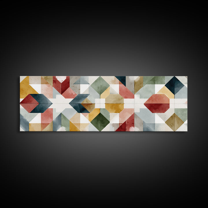 Quilt Geometric Folk Pattern Canvas Print, Country Art, Home Decor, Farmhouse Decor, Fine Art, Country, Printable Art, COU-3x1-76
