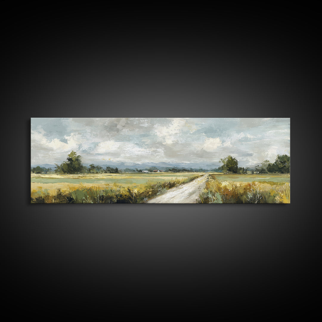 Cornfield under Dramatic Summer Clouds Framed Canvas Print, Country Art, Digital Print, Farmhouse Decor, Fine Art, Country, COU-3x1-82