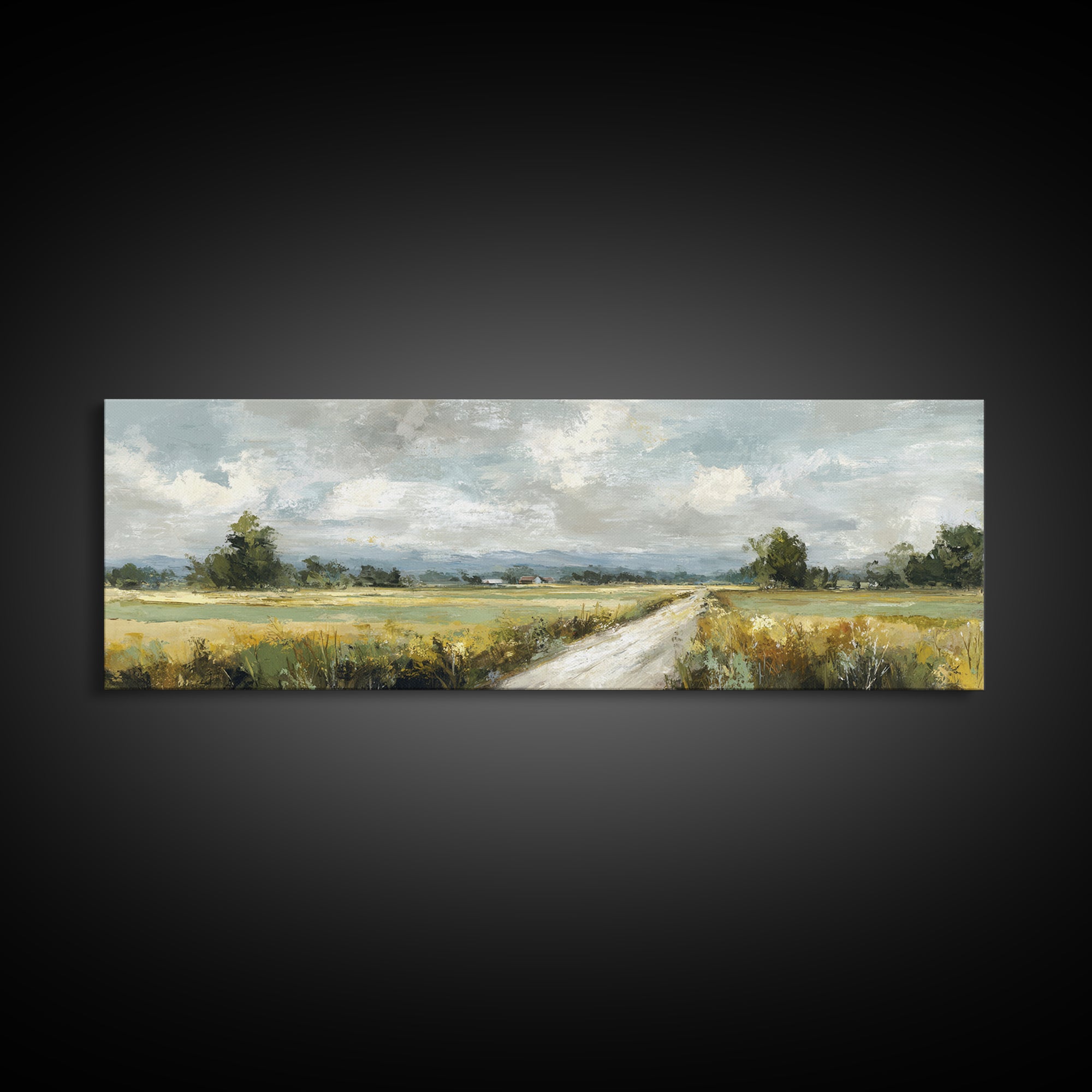Cornfield under Dramatic Summer Clouds Framed Canvas Print, Country Art, Digital Print, Farmhouse Decor, Fine Art, Country, COU-3x1-82