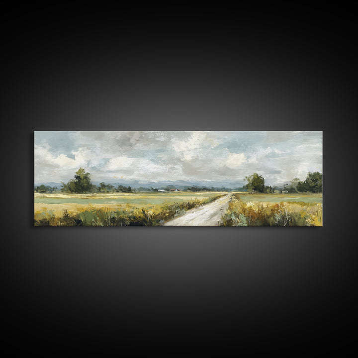 Cornfield under Dramatic Summer Clouds Framed Canvas Print, Country Art, Digital Print, Farmhouse Decor, Fine Art, Country, COU-3x1-82