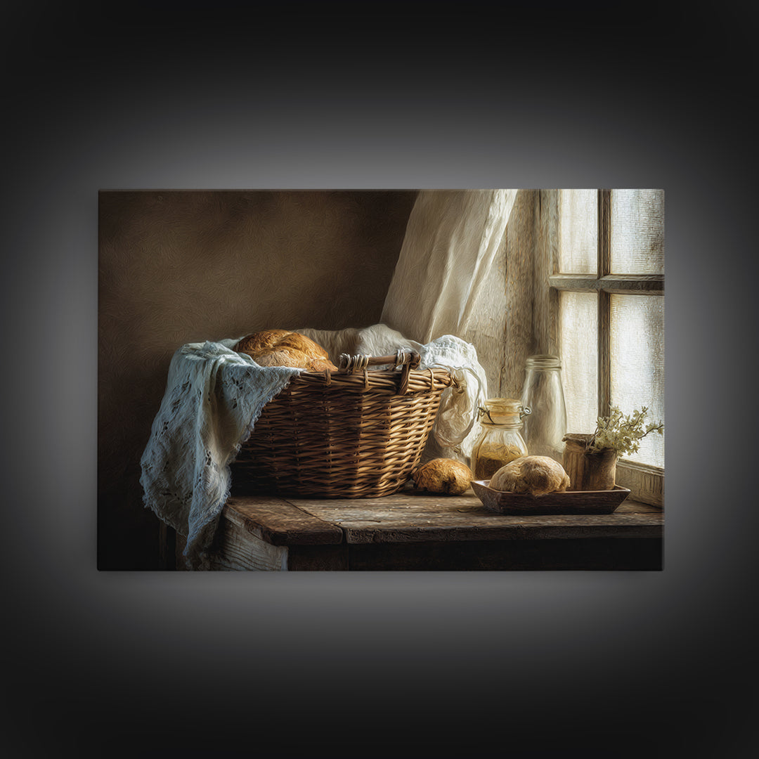 Blackberry Basket with Linen Cloth Canvas Print, Country Art, Farmhouse Decor, Abstract Art, Country, French Country, COU-3x2-1
