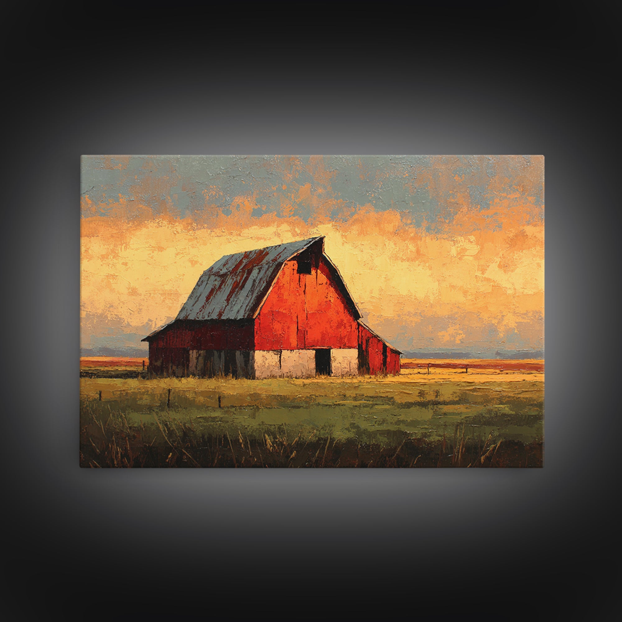 Rustic Barn Silhouette Framed Canvas Print, Country Art, Home Decor, Farmhouse Decor, Abstract Art, Country, Printable Art, COU-3x2-7