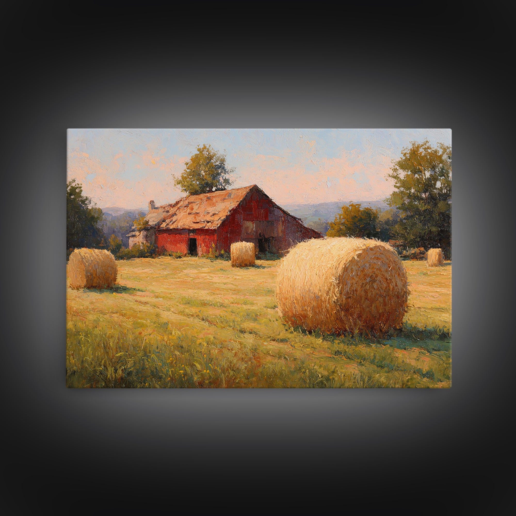 Hay Bales in Late Afternoon Sun Canvas Print, Country Art, Neutral Decor, Farmhouse Decor, Fine Art, Country, Home Decor, COU-3x2-72